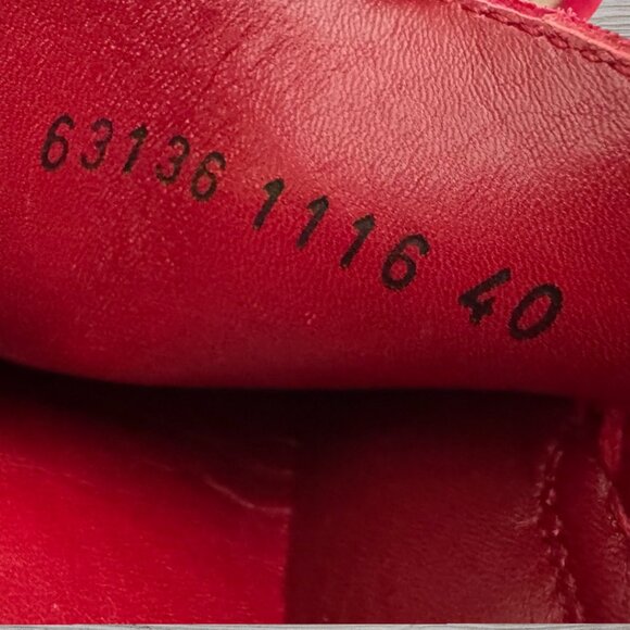 Burberry Handmade Red Suede Loafers EU 40 Square Toe Slip-On Moccasins Stripe - Picture 9 of 10